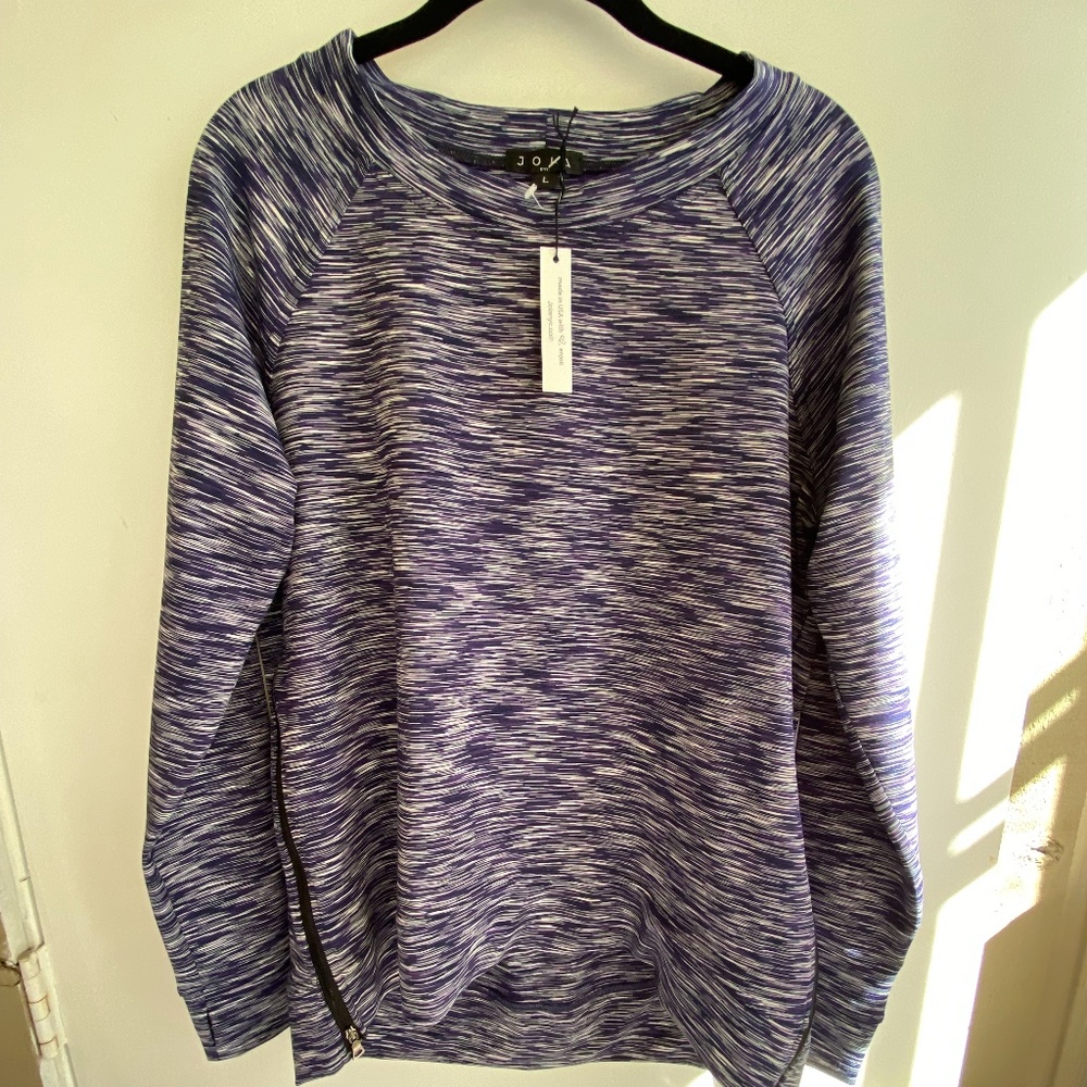 Joia - NEW dressy sweatshirt - size Large Blue purple white